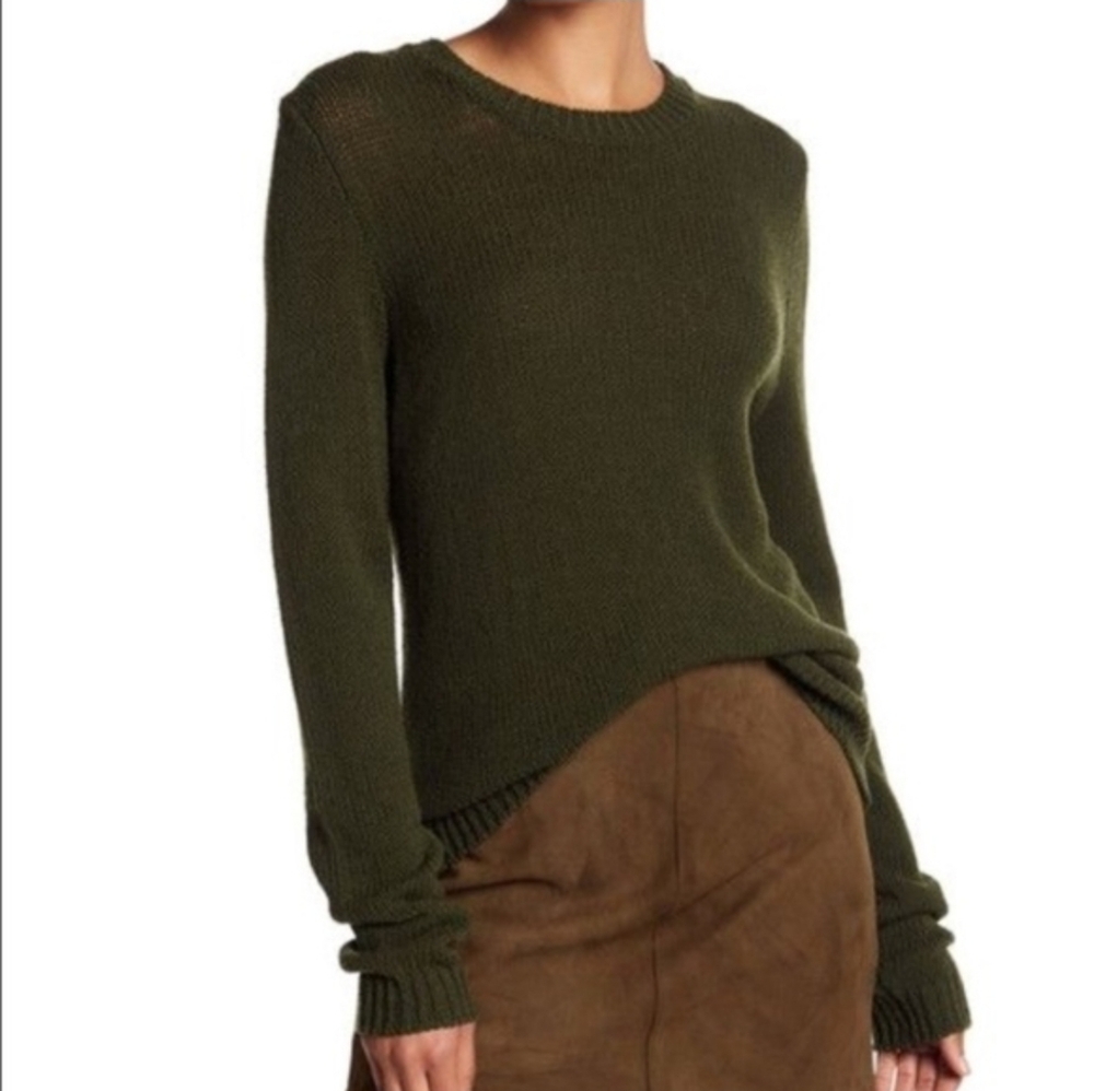 THEORY | New Basil Green Yulia Summer Boucle Sweater 100% Merino Wool Crewneck S